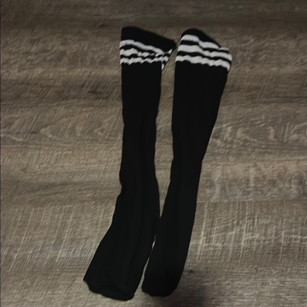 Black and White Striped thigh highs
